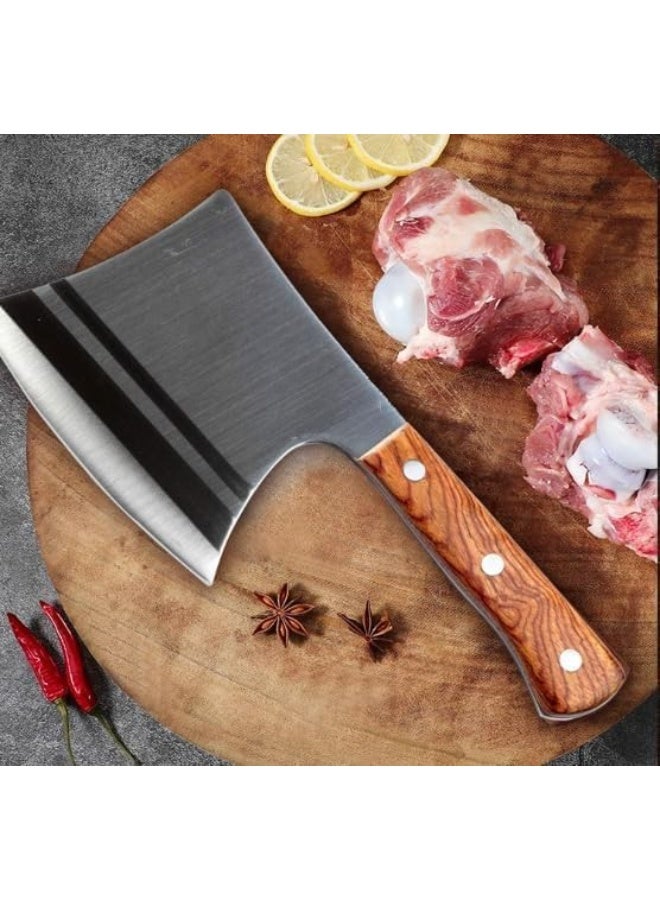 Handcrafted professional chef's knife - high-carbon hammered steel blade - kitchen knife with a solid natural wood handle for precise cutting - Image 4
